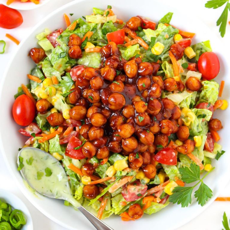 BBQ Ranch Chopped Salad with Crispy Chickpeas