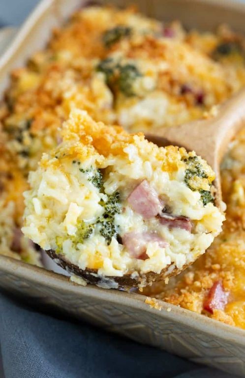 Broccoli Ham Casserole with Creamy Sauce