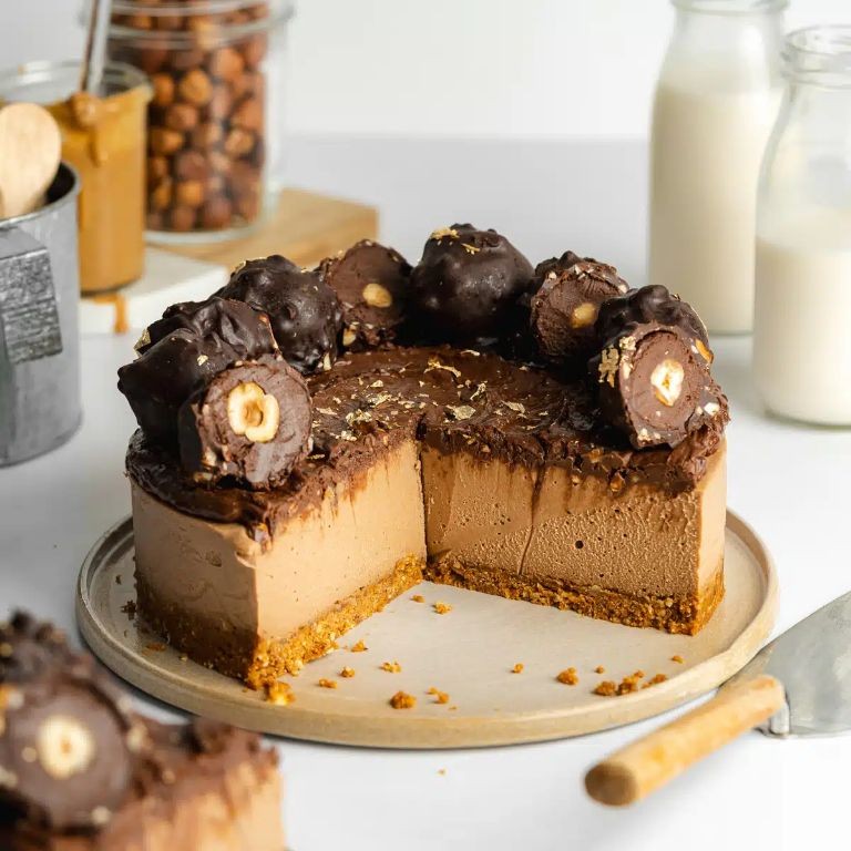 Chocolate Hazelnut Cheesecake with Ferrero Topping