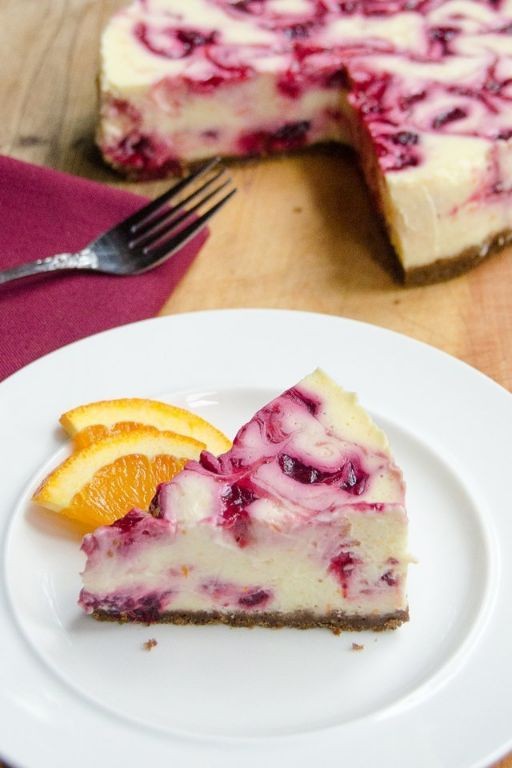 Cranberry Orange Swirl Cheesecake