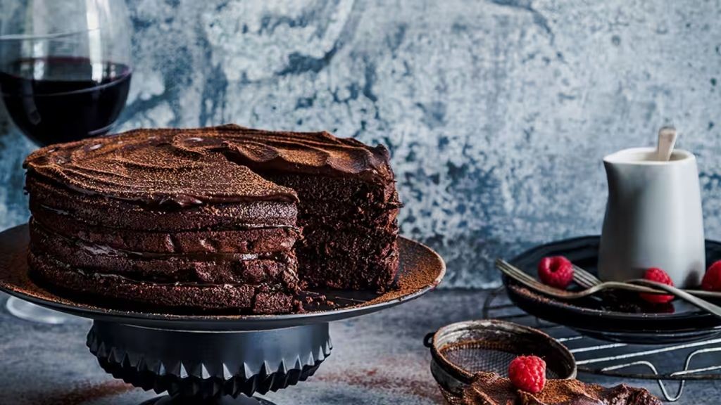 Dark Chocolate Mud Cake with Espresso Glaze