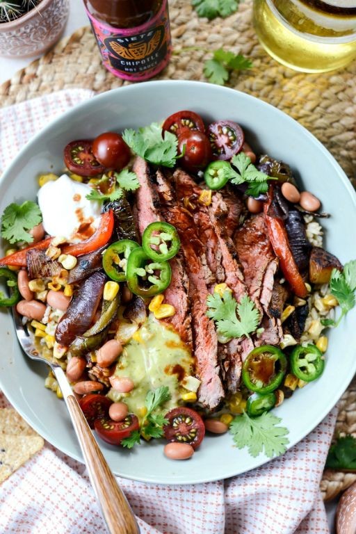 Grilled Steak Fajita Rice Bowl