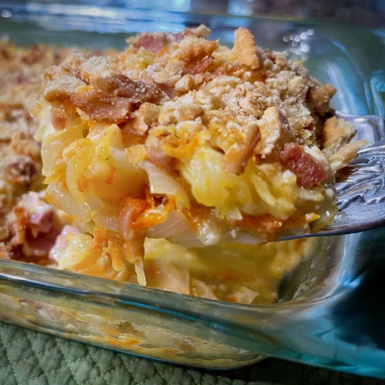 Ham and Cabbage Casserole with Mustard Sauce