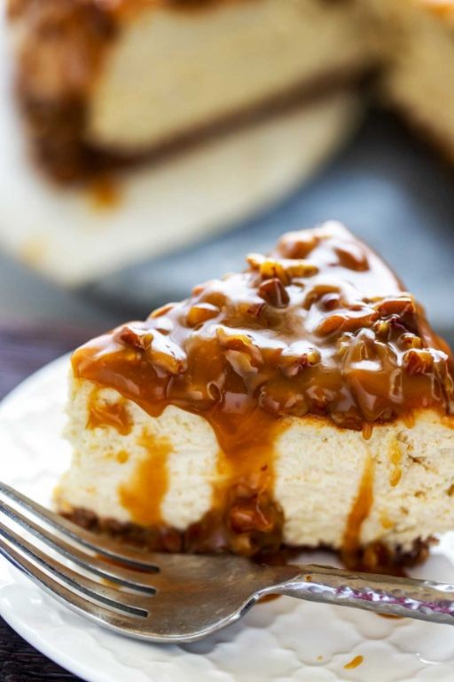 Maple Pecan Cheesecake with Bourbon Glaze