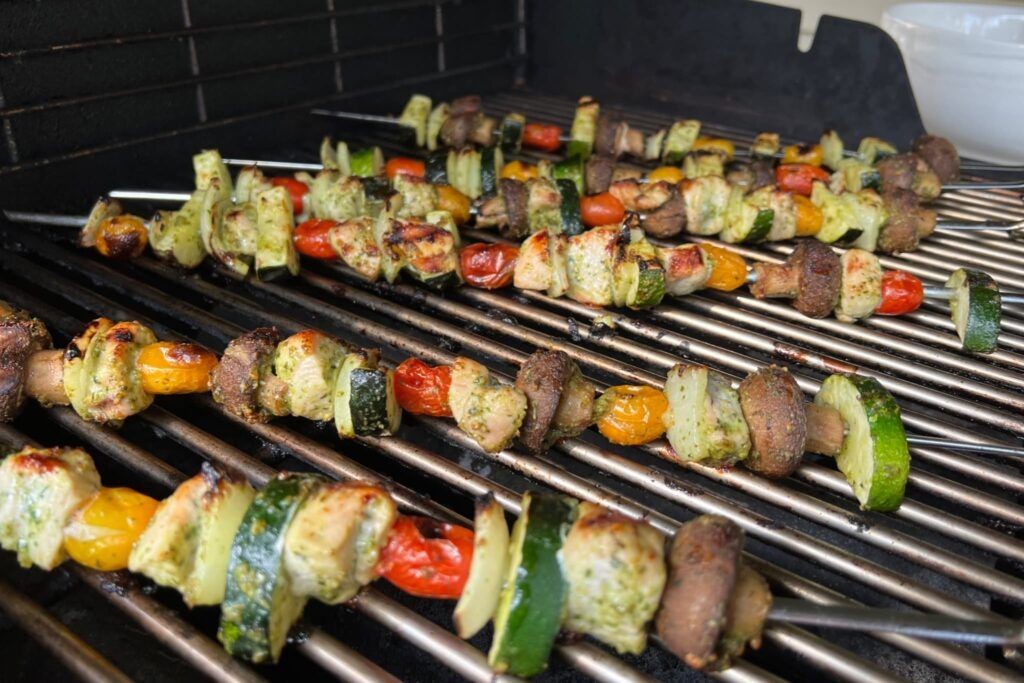 Pesto Chicken and Veggie Skewers
