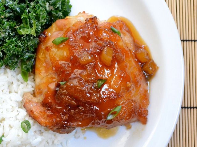 Pineapple Teriyaki Green Egg Chicken Thighs