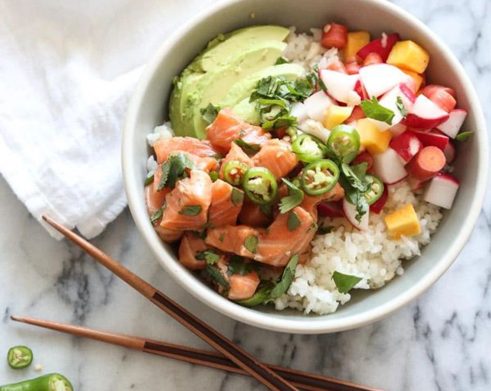 Salmon Poke Bowl with Pickled Radish