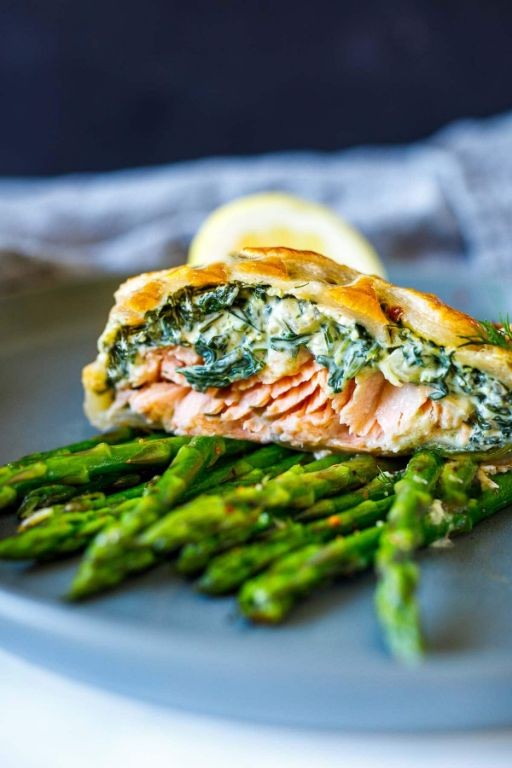Salmon Wellington with Spinach and Mushrooms
