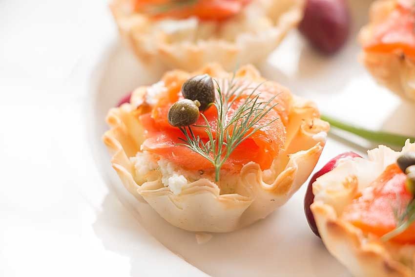 Salmon and Brie Stuffed Phyllo Cups