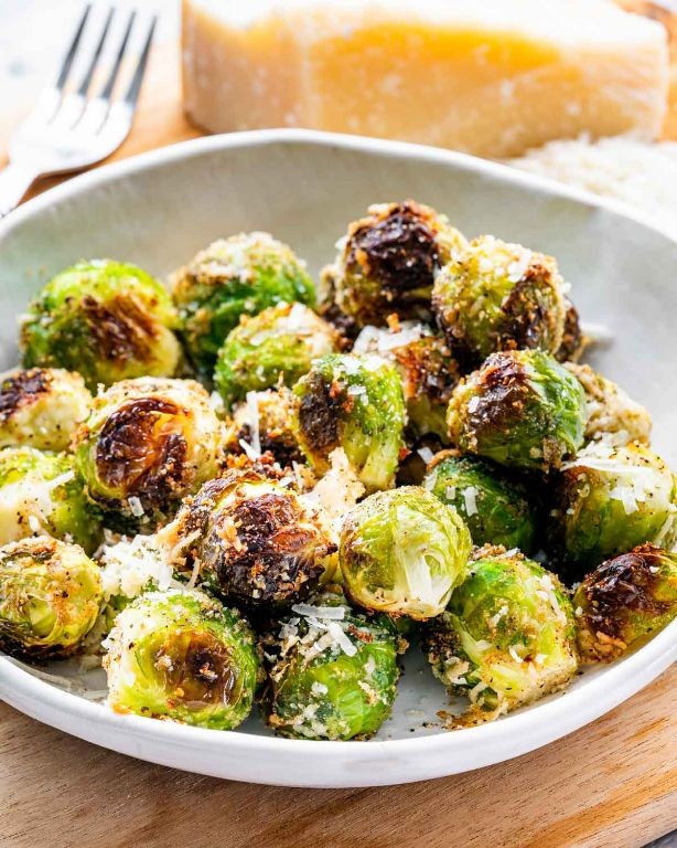 Smoked Brussels Sprouts with Garlic and Parmesan