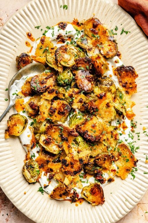 Spicy Roasted Brussels Sprouts with Parmesan