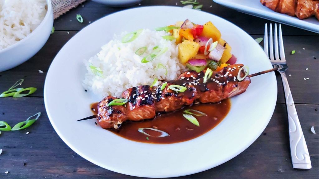 Teriyaki Salmon Pineapple Skewers