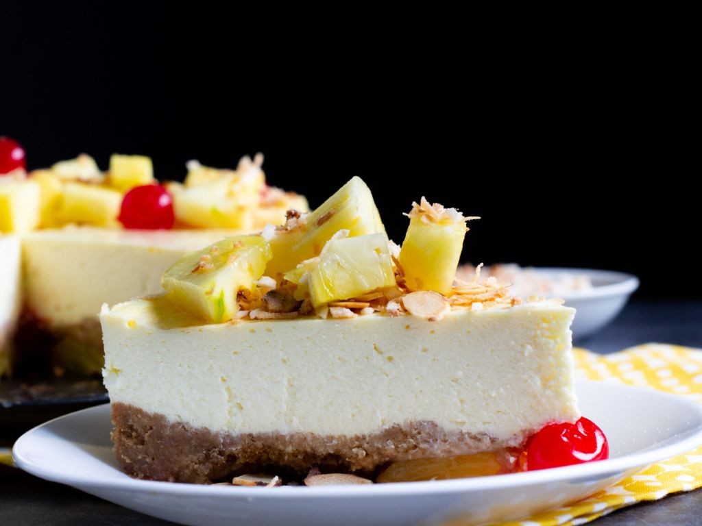 Toasted Coconut Cheesecake with Pineapple Topping