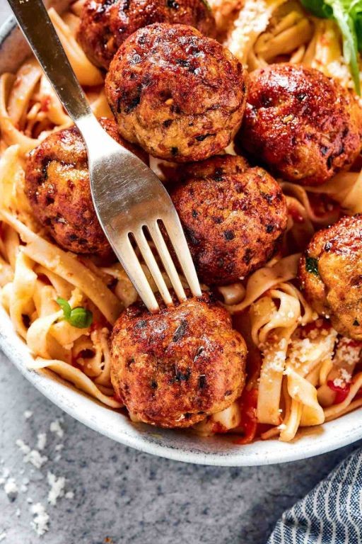 Air Fryer Ground Turkey Meatballs with Marinara