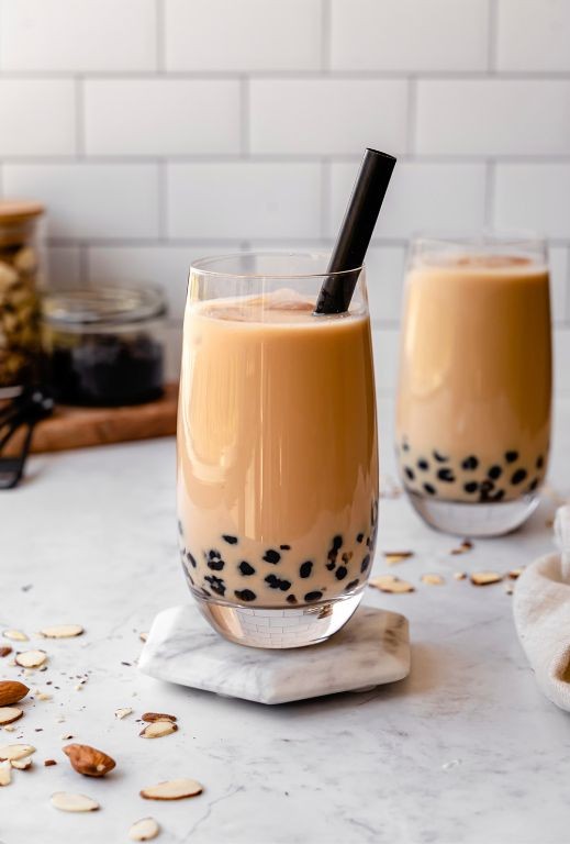 Almond Milk Tea with Tapioca Pearls