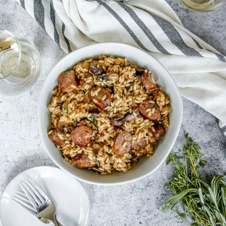 Andouille Sausage and Mushroom Risotto