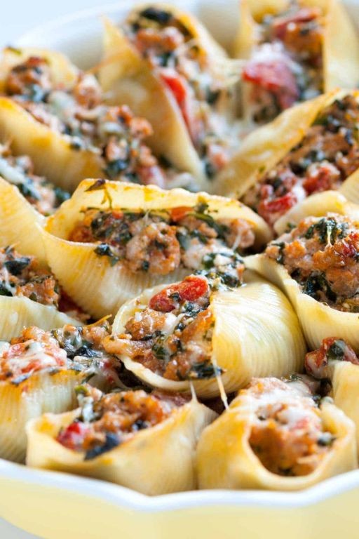 Andouille Sausage and Spinach Stuffed Shells
