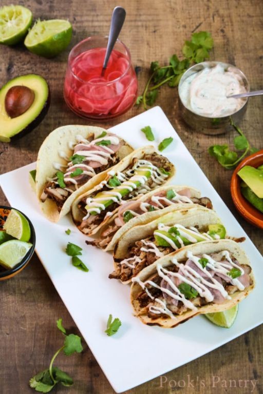 Apricot Chicken Tacos with Lime Crema
