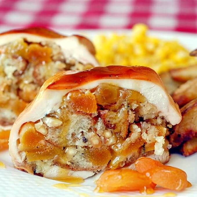 Apricot and Almond Stuffed Chicken Rolls