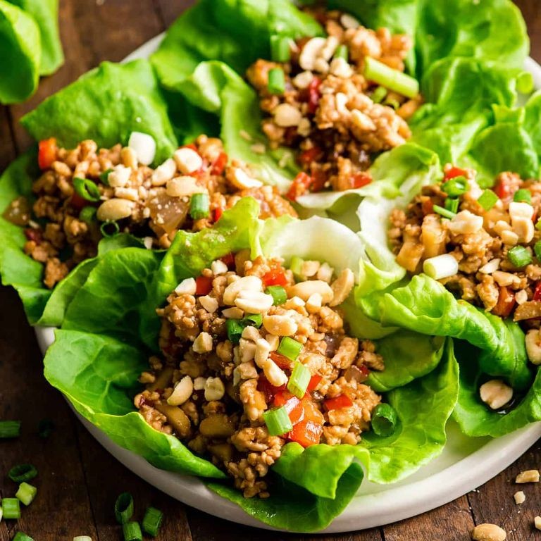 Asian-inspired ground chicken lettuce wraps