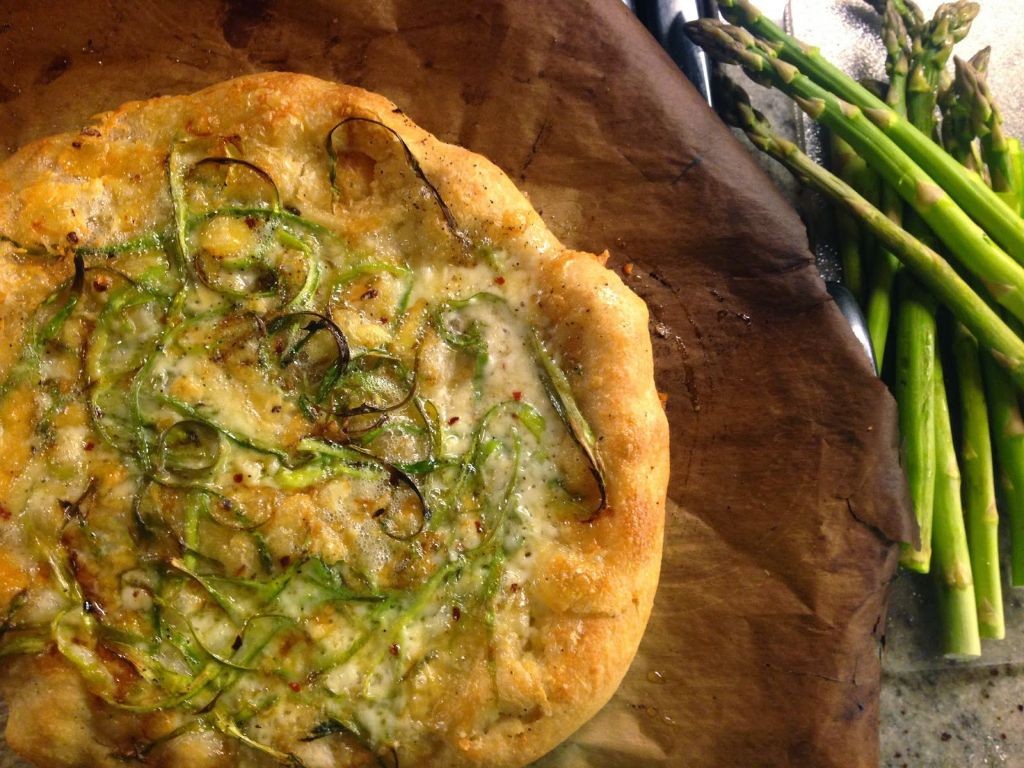 Asparagus and Ricotta Pizza with Truffle Oil