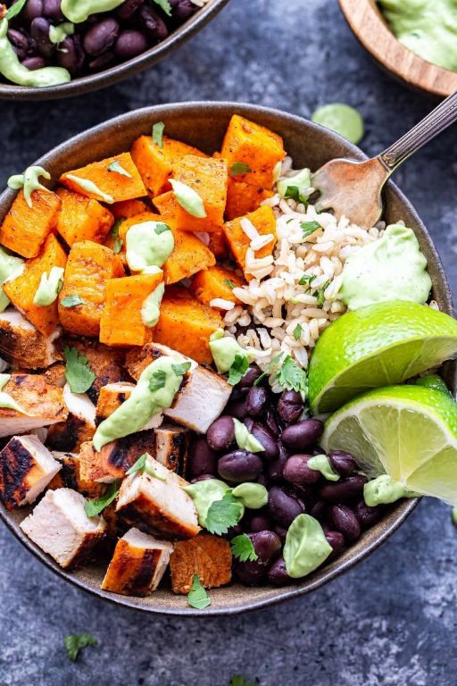 Avocado Lime Chicken and Black Bean Bowl