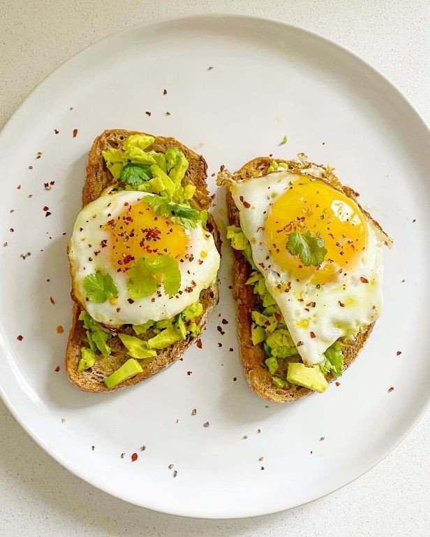 Avocado and Egg Toast with Chili Flakes