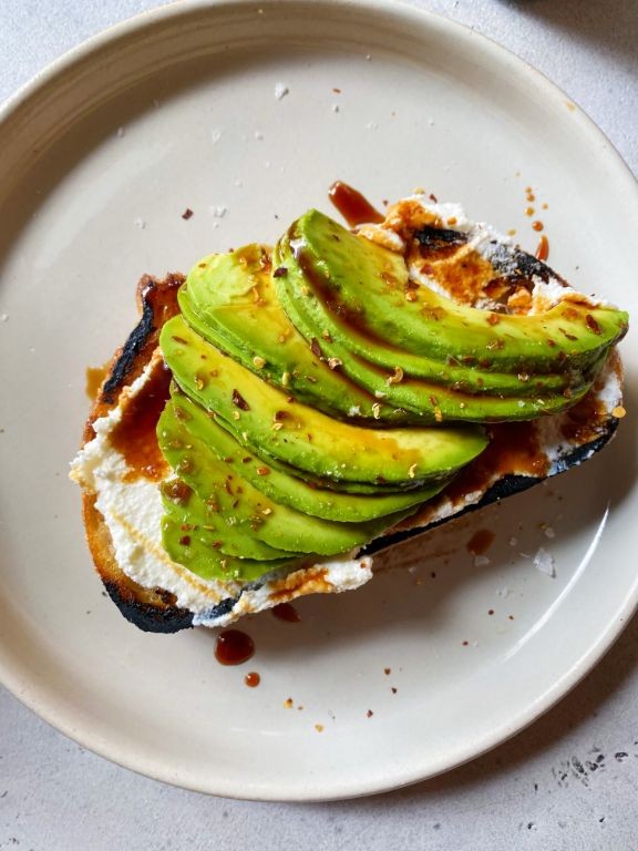 Avocado and Ricotta Toast with Chili Flakes