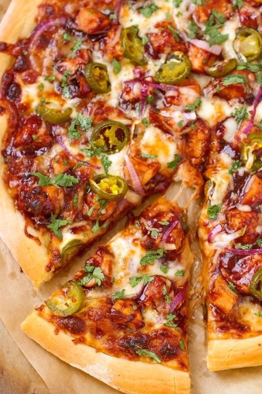 BBQ Chicken Pizza with Red Onions and Cilantro