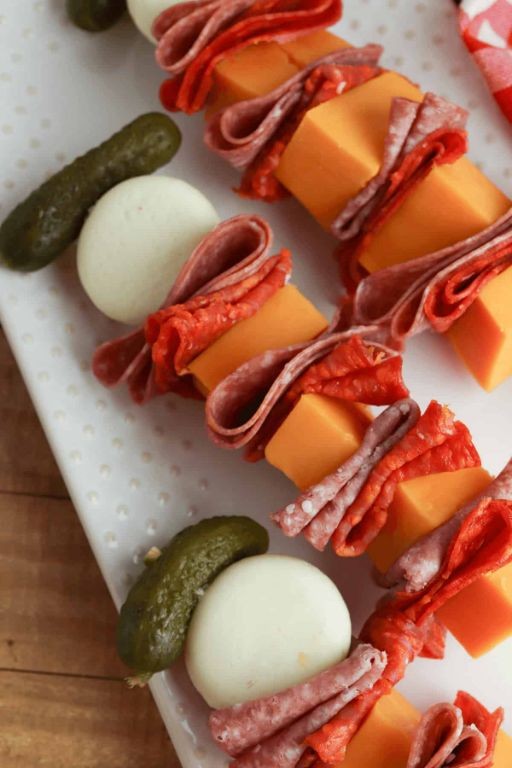 Babybel Cheese and Salami Skewers