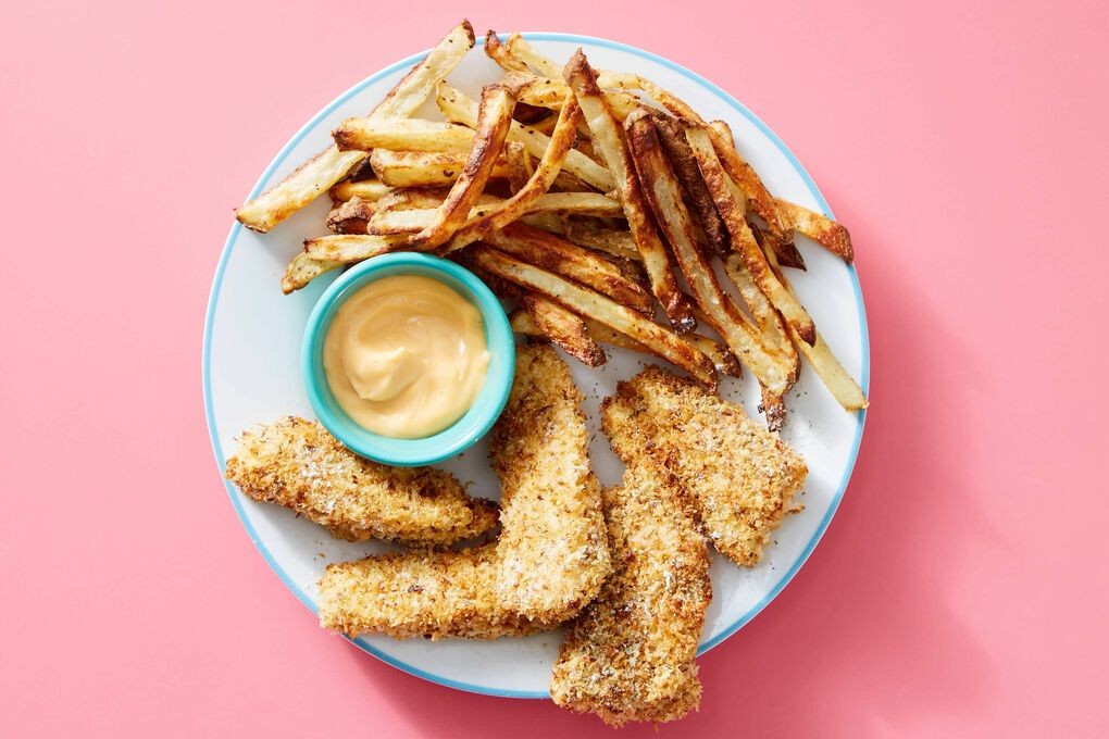 Baked Fish Sticks with Sweet Potato Fries