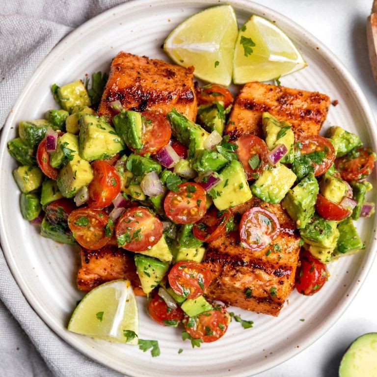 Baked Salmon with Avocado Salsa