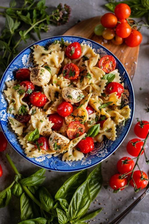 Balsamic Glazed Bowtie Pasta Salad with Cherry Tomatoes