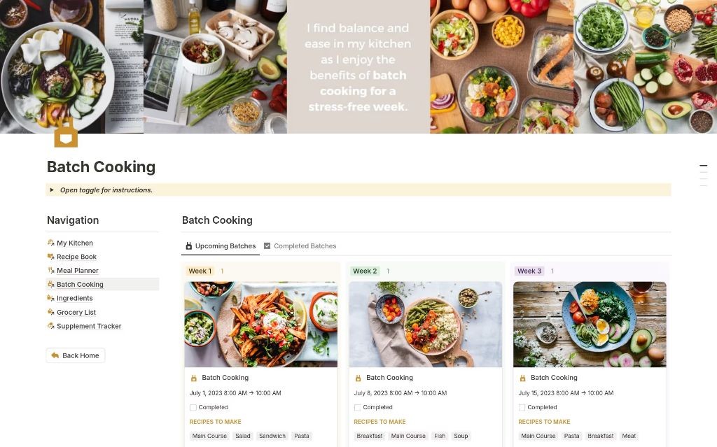 Batch Cooking Recipe Template