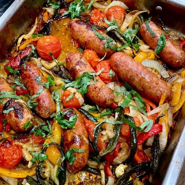 Beef Sausage with Roasted Red Peppers and Parmesan