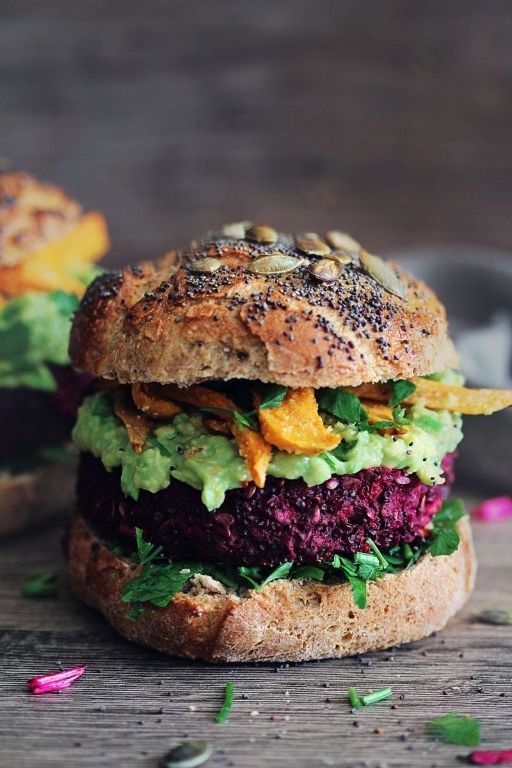 Beetroot and Chickpea Burger with Avocado