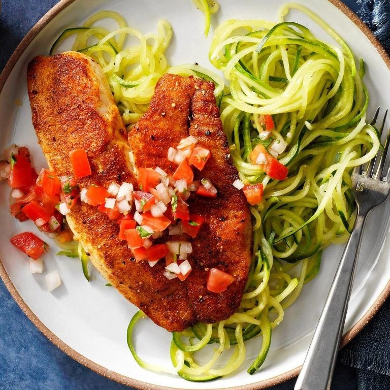 Blackened Mahi Mahi with Zucchini Noodles