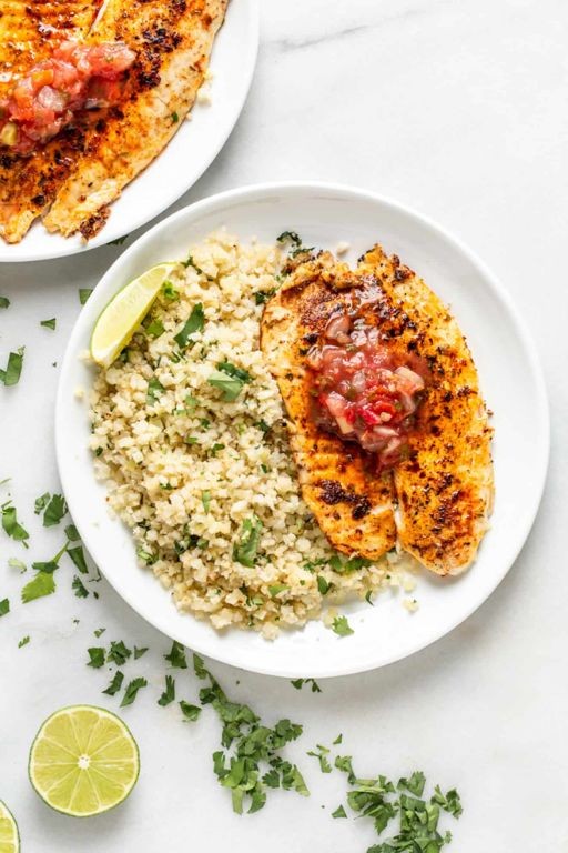Blackened Tilapia with Cauliflower Rice