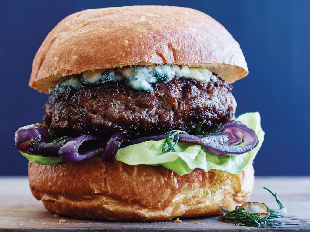Blue Cheese and Caramelized Onion Stuffed Burgers