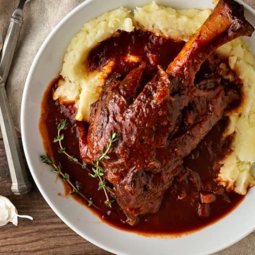 Braised Javalina Shanks with Red Wine Reduction