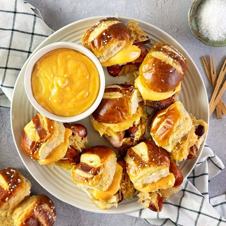 Bratwurst Sliders with Beer Cheese Sauce