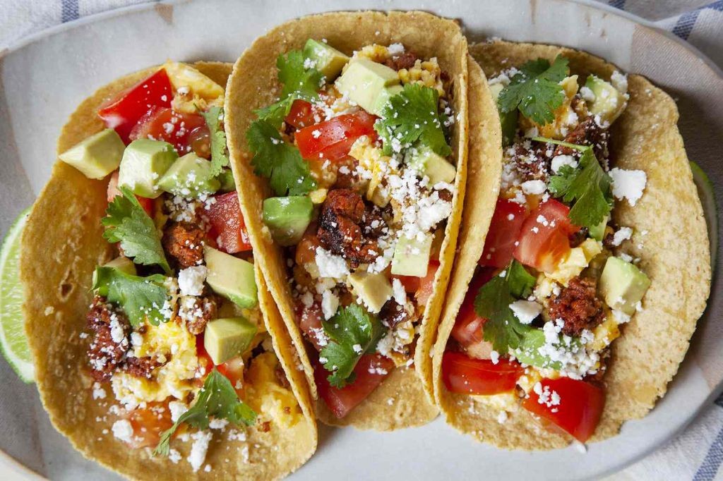 Breakfast Tacos with Chorizo and Pico de Gallo