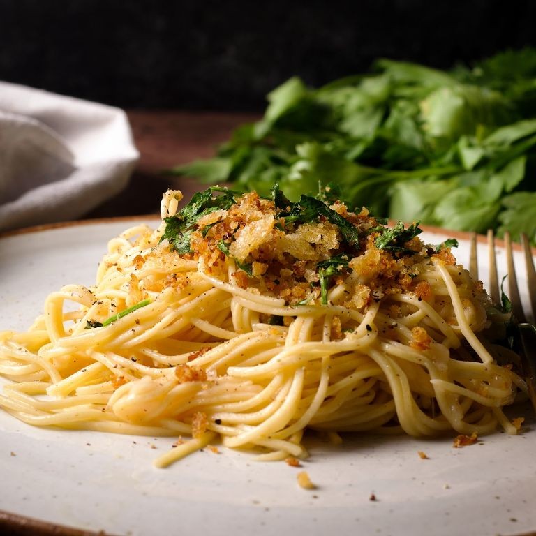 Brown Butter Pasta with Crispy Garlic