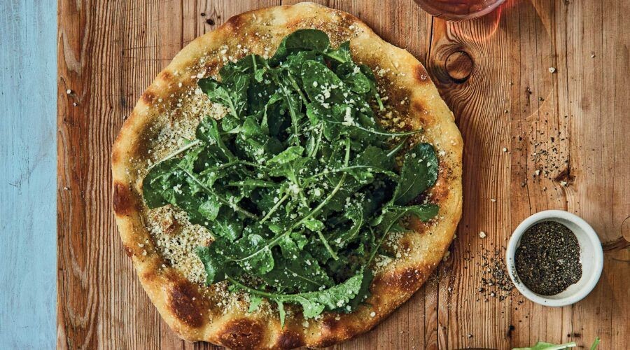 Cacio e Pepe Pizza with Arugula