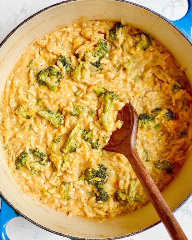 Cheesy Orzo with Broccoli and Cheddar