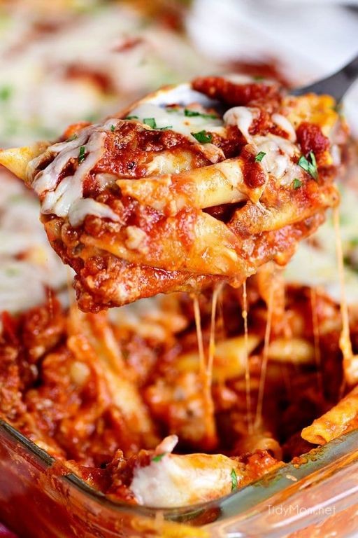 Cheesy Three-Cheese Mostaccioli Bake