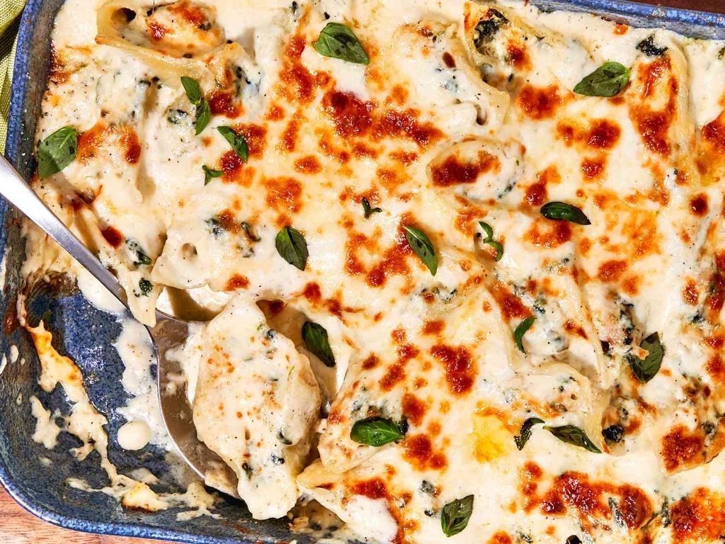 Chicken Alfredo and Spinach Stuffed Shells