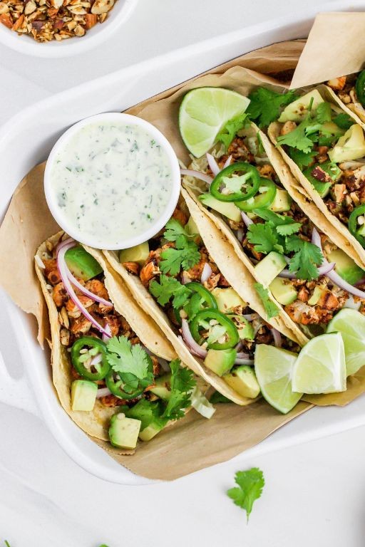 Chicken and Cauliflower Tacos with Lime Crema