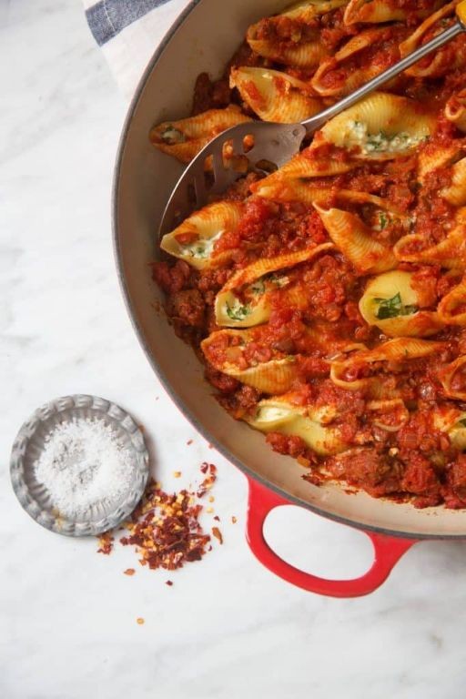 Chourico and Spinach Stuffed Shells