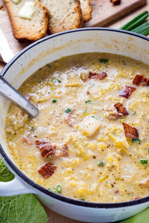 Colcannon Soup with Crispy Pancetta